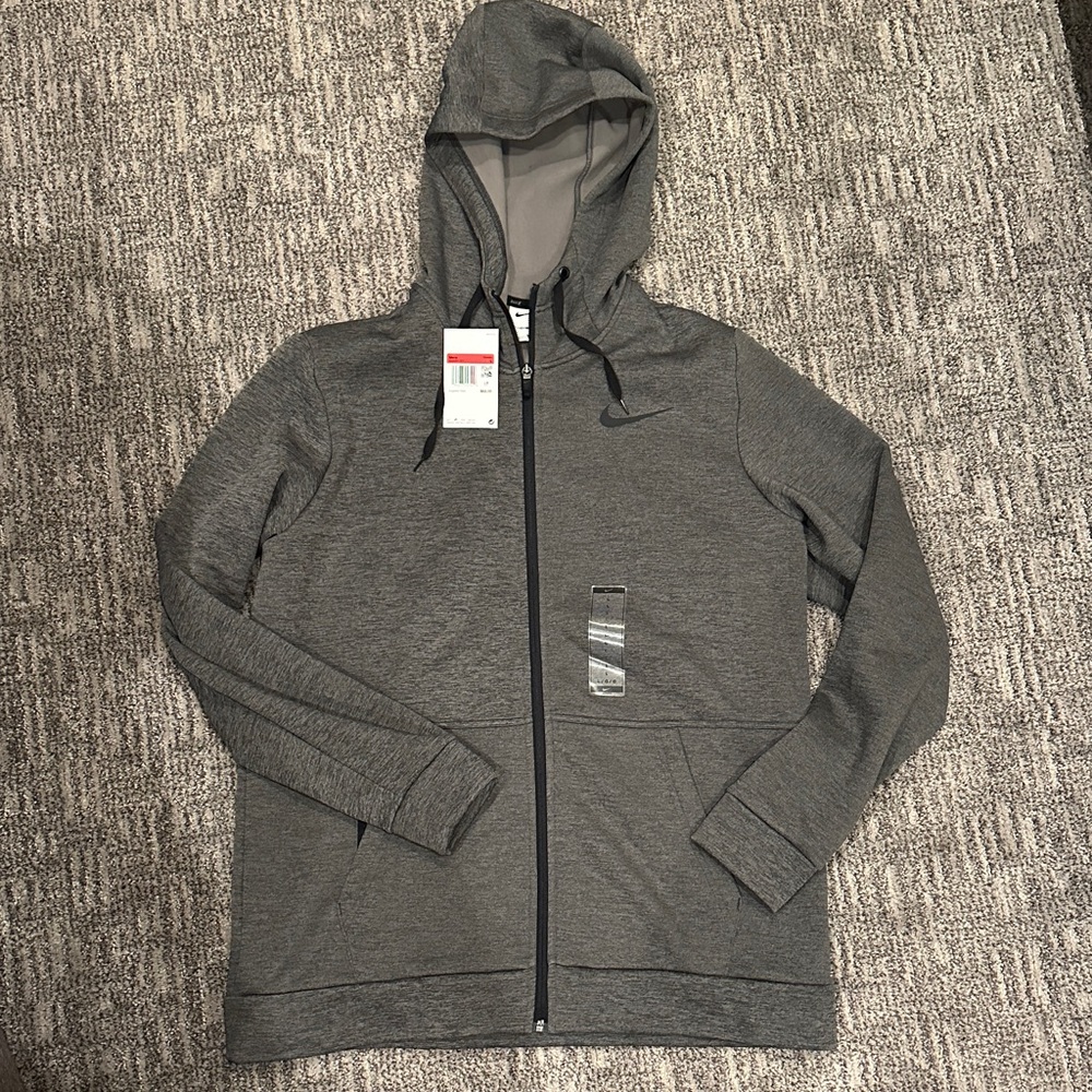 Nike Men's Charcoal Gray Therma Fit Zip Hoodie